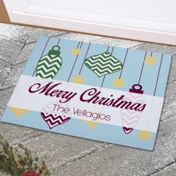 Blue Christmas Ornaments Doormat